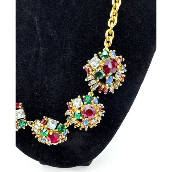 Talbots Gold Tone Multi Colored Rhinestone Necklace NEW With Tag - Picture 2 of 6